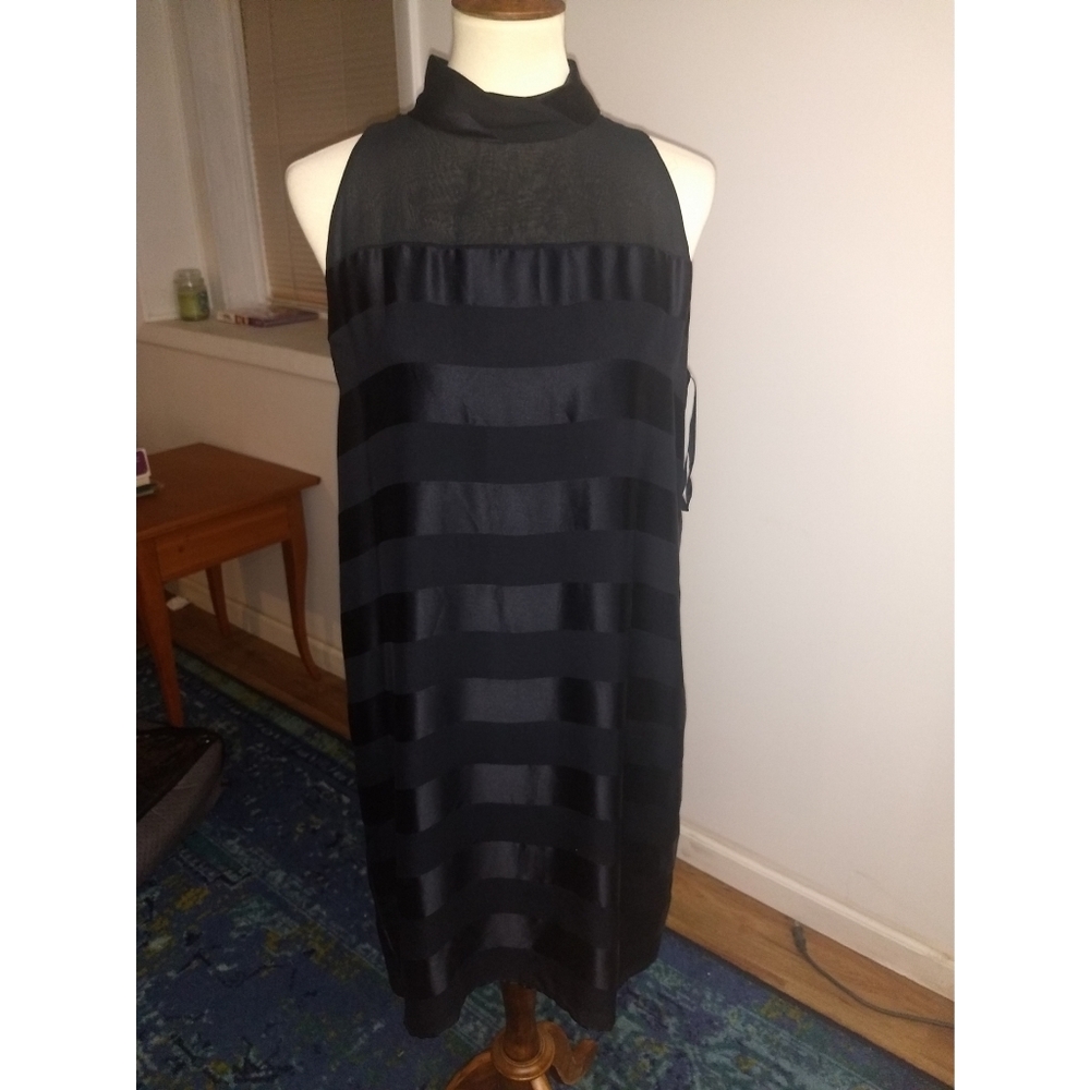 NWT Black striped sheath dress LBD
